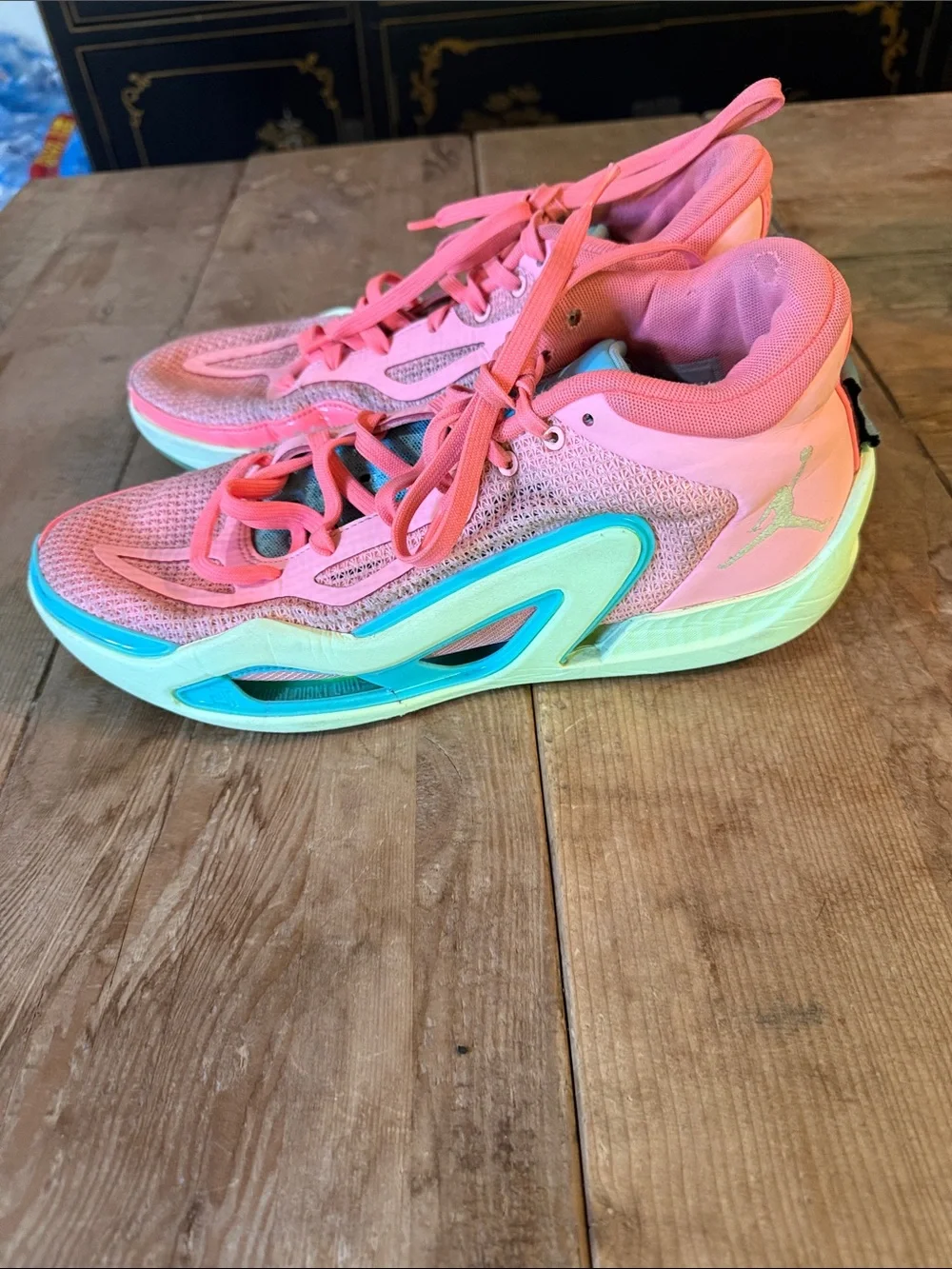 Jordan Men’s Pink and Aqua Athletic Sneakers